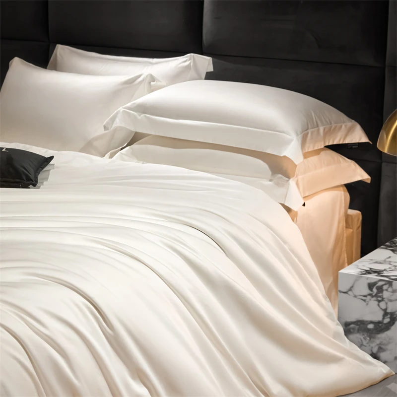 Hotel Grade Solid Color Luxury 1000TC Long Staple Cotton Soft Bedding Set Duvet Cover Bed Sheet/Fitted Sheet Pillowcase 3/4Pcs