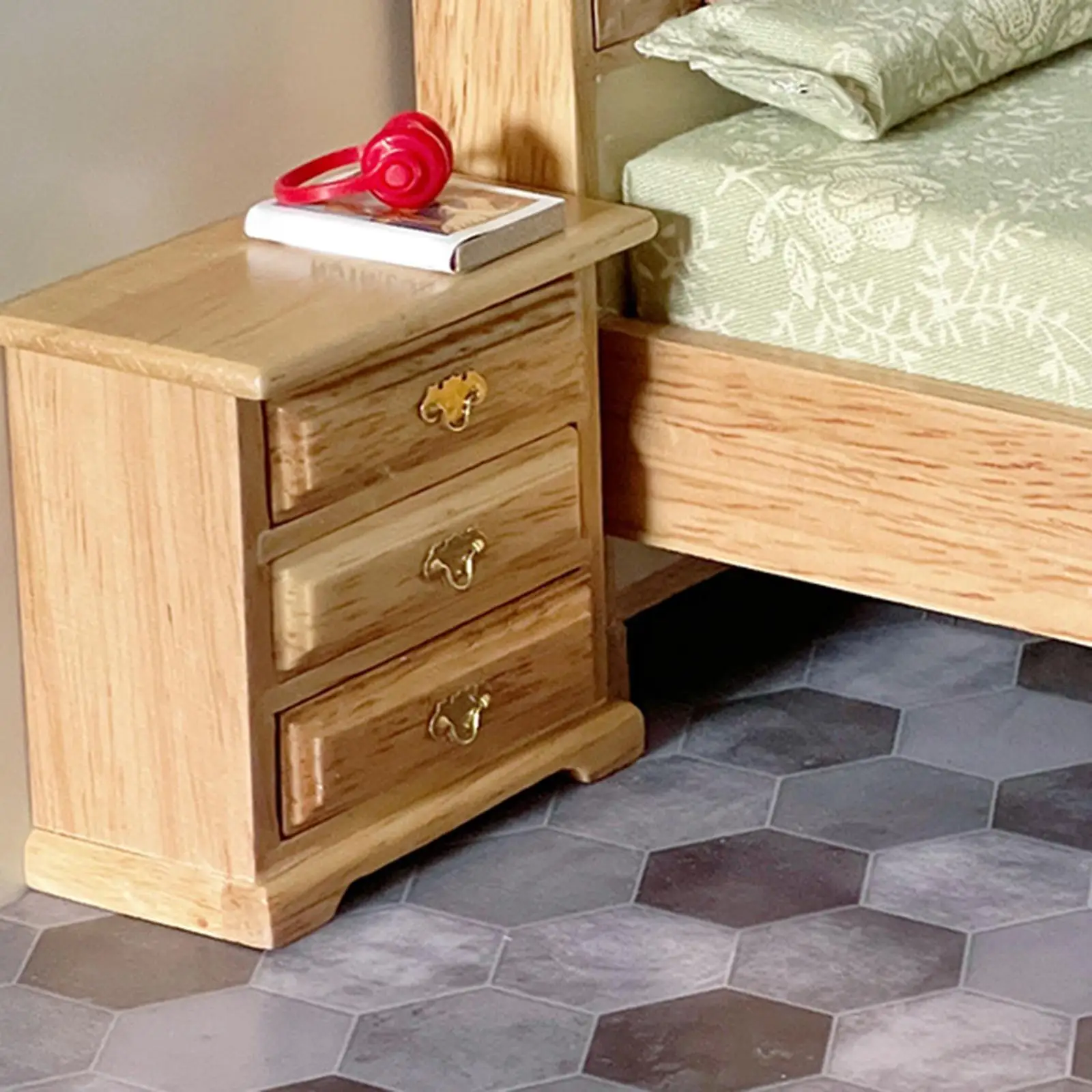 خزانة مصغرة على الطراز العتيق مع أدراج 1 12 أثاث غرفة نوم بيت الدمى لعبة مشهد صغير للأطفال #6