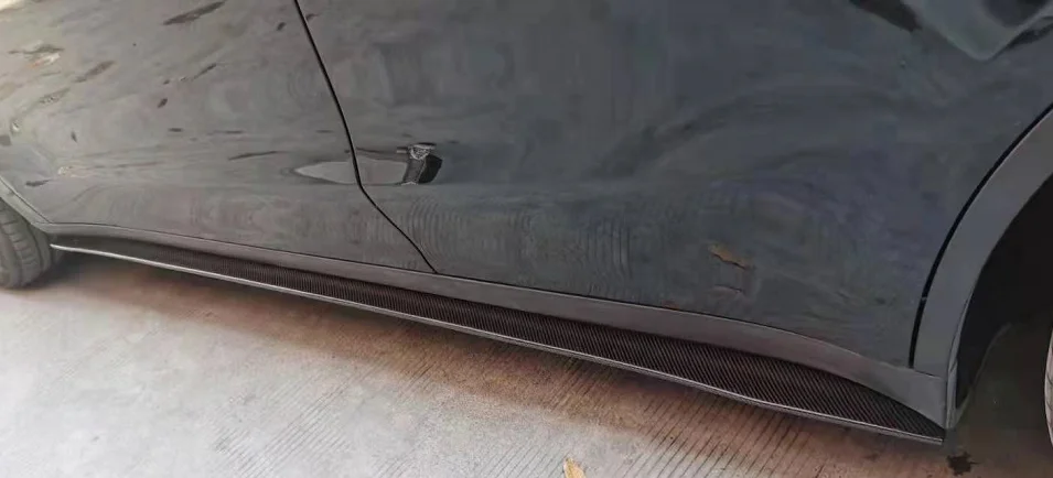 Spoiler Diffuser Belakang Rok Samping Bibir Depan Serat Karbon untuk Model Y