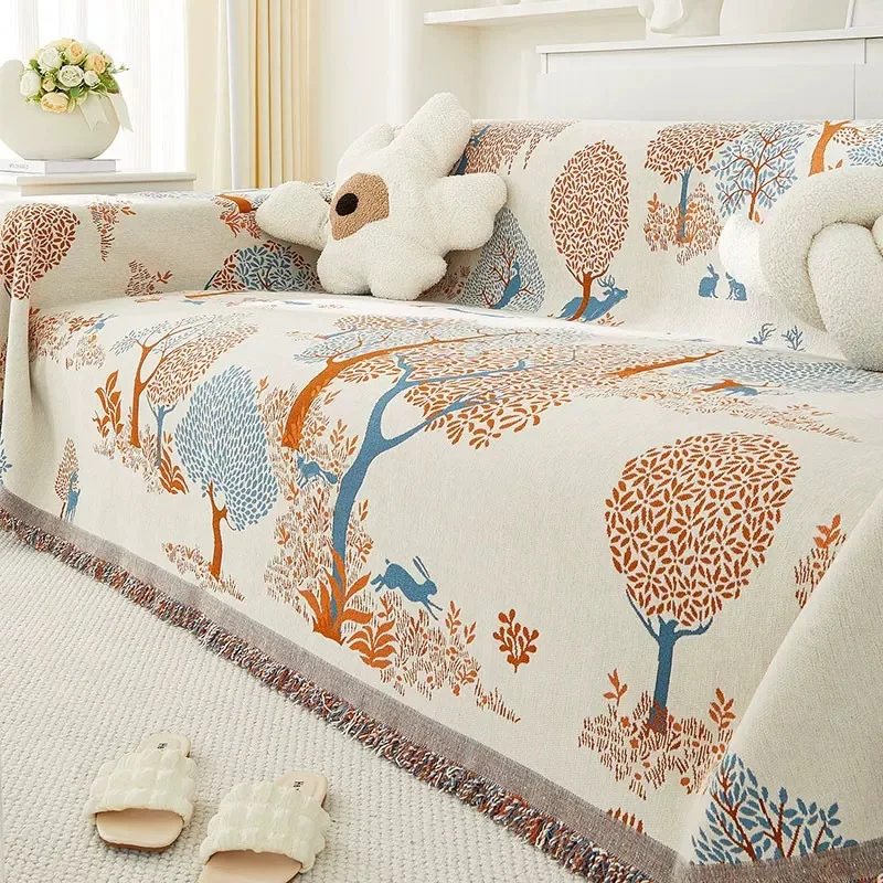 Chenille thickened sofa cover, ins windblown sand cover blanket, all-season universal cover