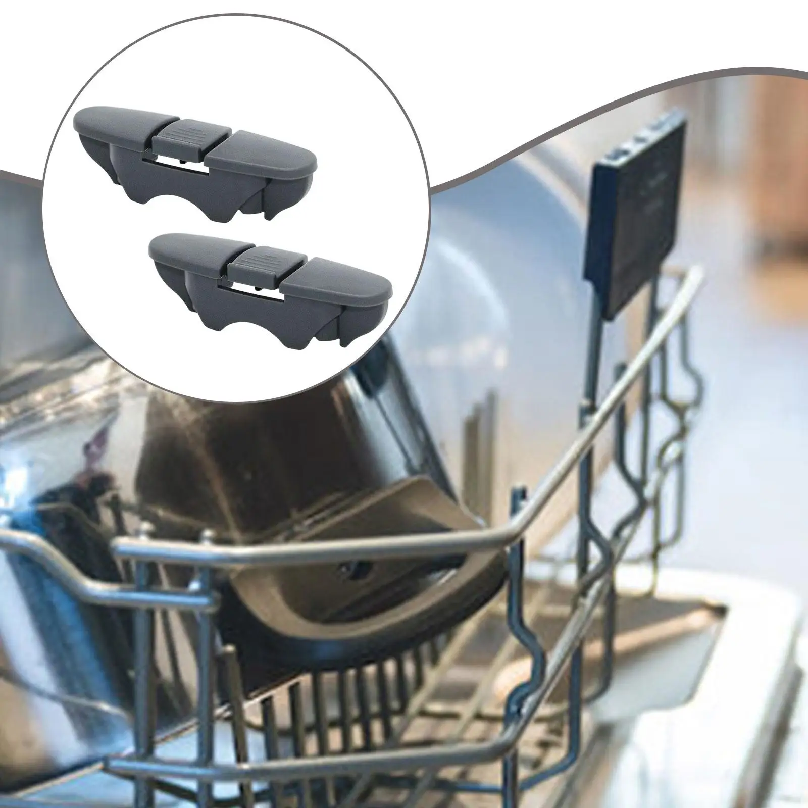 2Pcs Dishwasher Upper Dishrack Slide Rail Stop Clips Upper Rack Stopper Clips Kitchen Appliances Accessories Replaces Repair