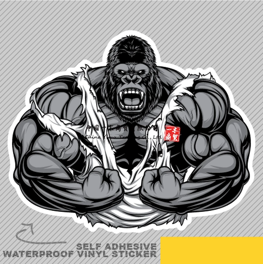 Angry Gorilla Bodybuilder Muscles T Vinyl Sticker Decal Window Car Van