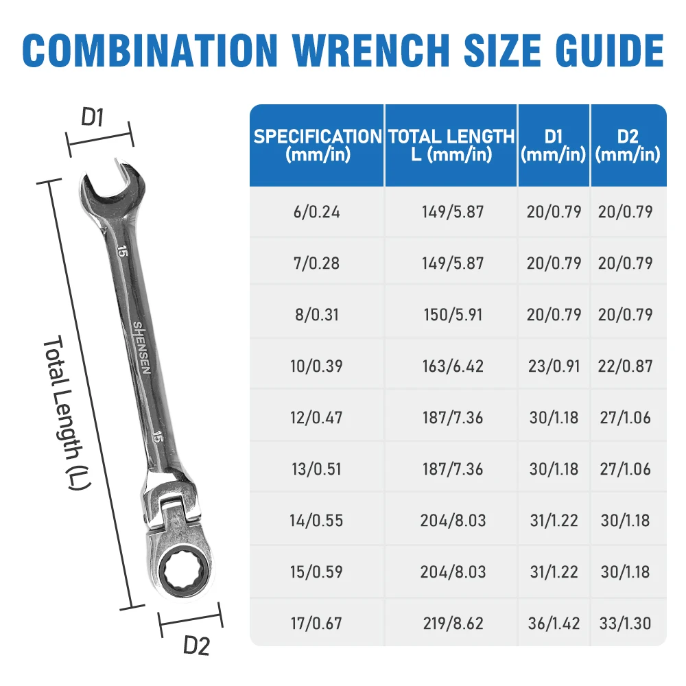 72-Tooth Adjustable Ratchet Wrench 6-17mm Dual-Use Flexible Head Pipe Open-End for Automotive Repair