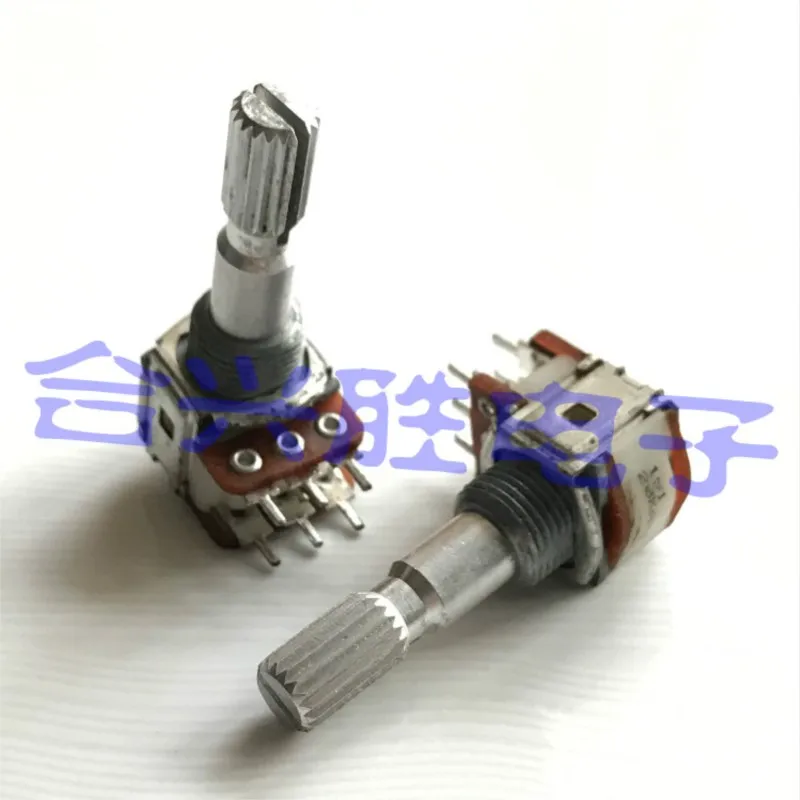 1PCS Precision Rotary Potentiometer A20K*2 Car Dual Potentiometer 20KA Flower Shaft Length 25MM 6Pin