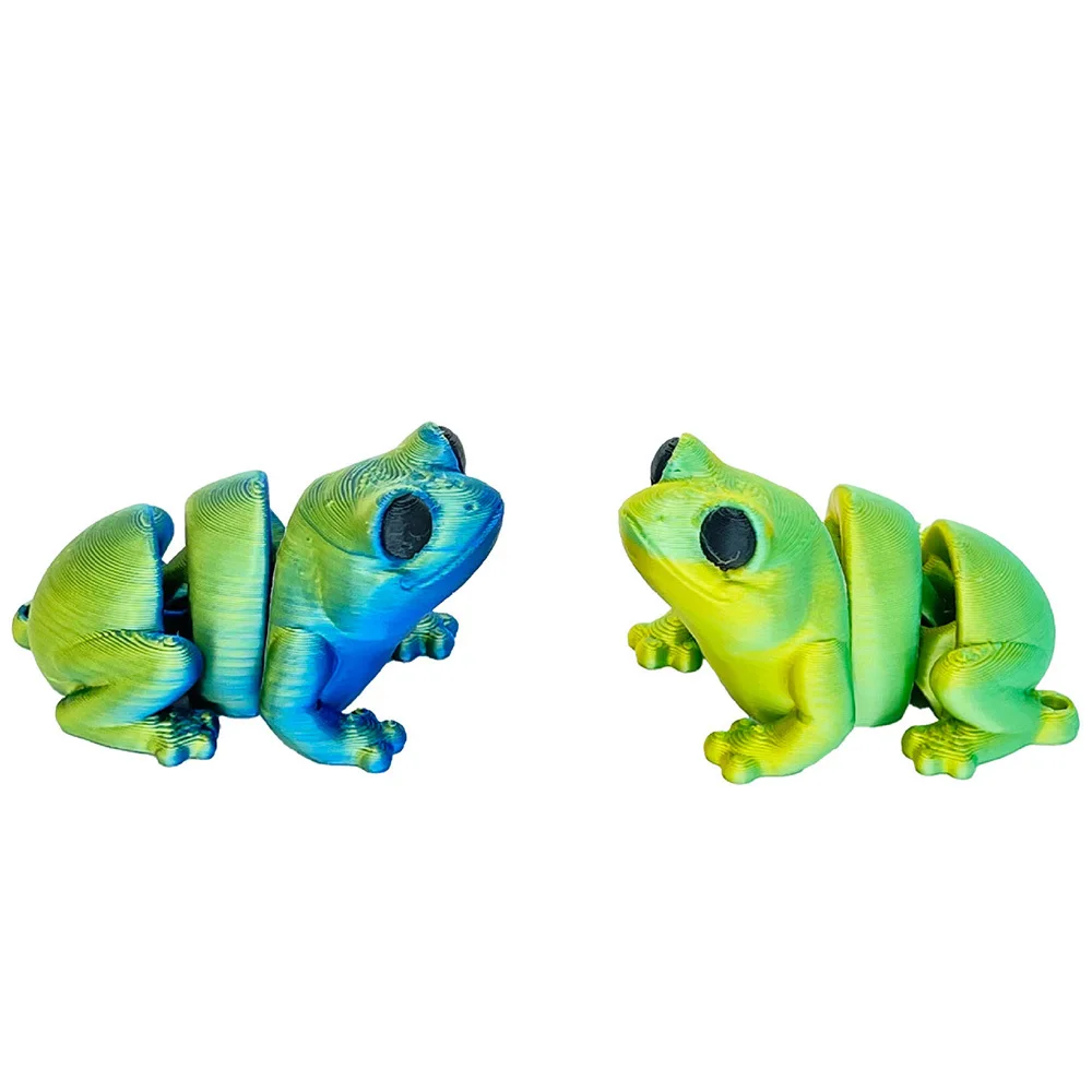 Figurines d'animaux de grenouilles imprimées en 3D, modèle multi-joint mobile, ornement décoratif, créativité de bureau, nouveauté, jouets cadeaux pour enfants