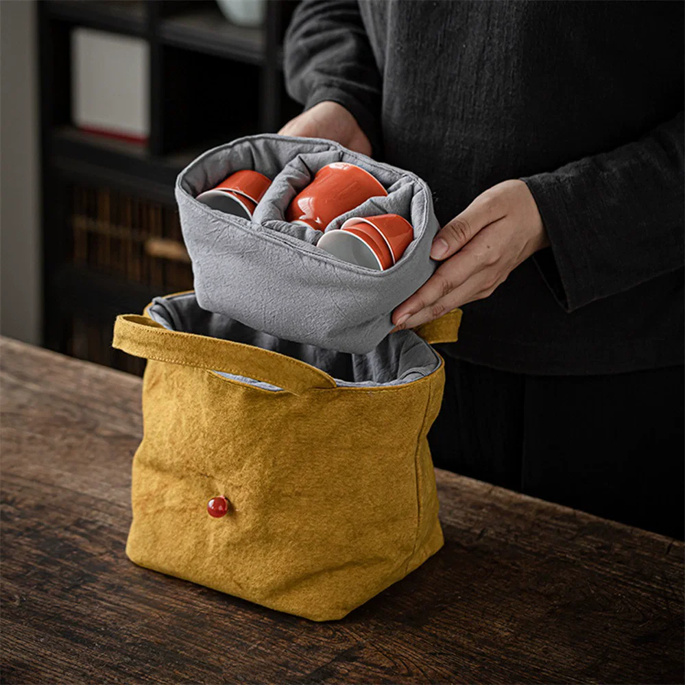Modular Tea Master's Satchel in Tie-Dye Canvas - Detachable & Thickly Padded, Portable Artisan Bag for Organized & Stylish Tea T