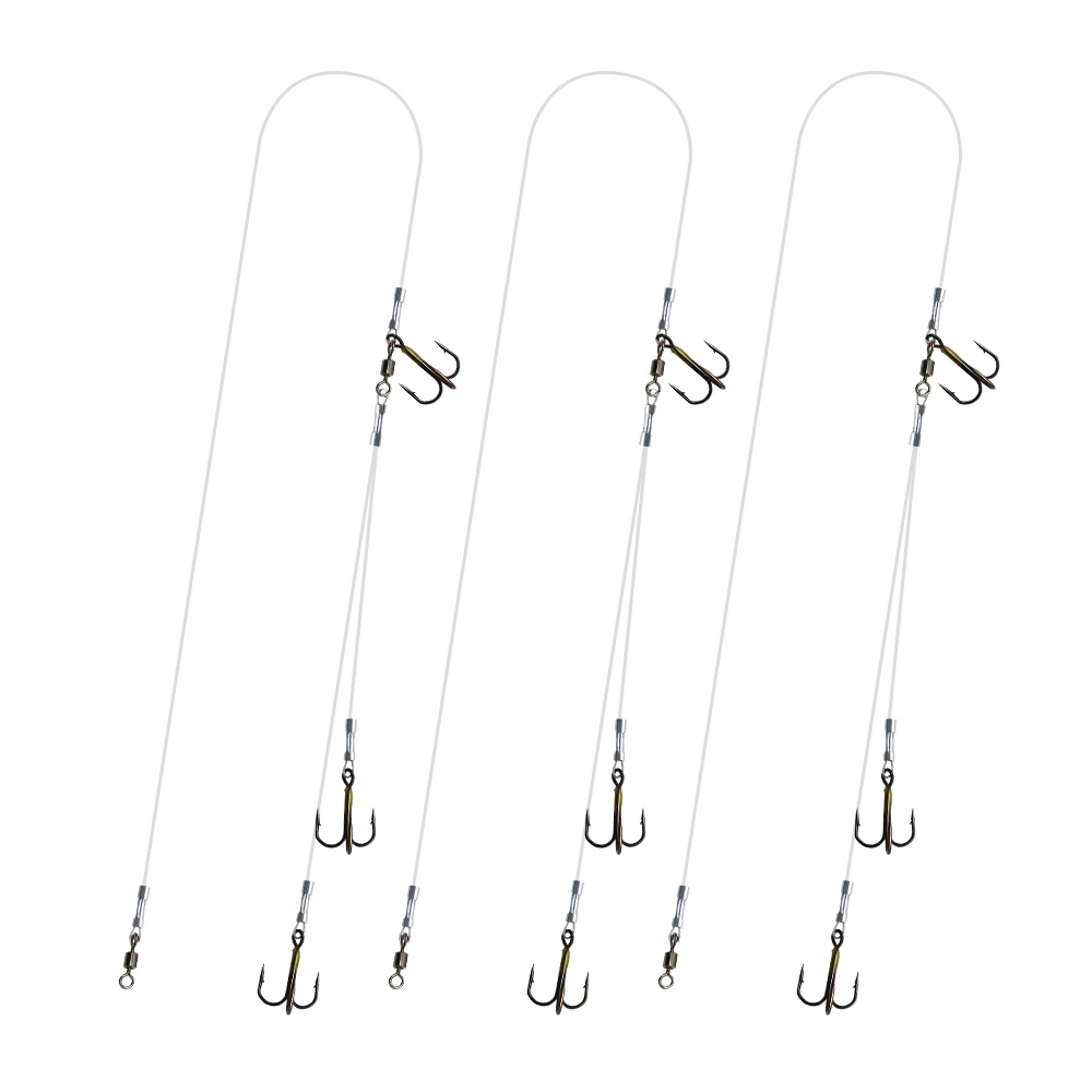 ZYZHE 1 Stück Lebendköder-Rig mit drei Drillingen, Angel-Stinger-Rig, 7 Stränge Stahl, ideal für Süßwasser- und Salzwasserfischen – Detail 7