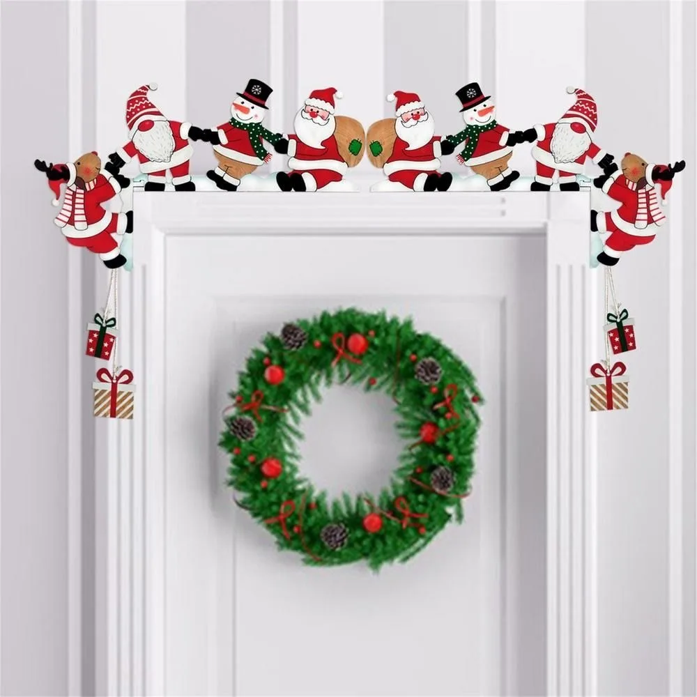 New Cartoon Christmas Santa Door Corner Decor Christmas Snowman Reindeer Door Frame Decor Card Frame Sign for Party House Decor