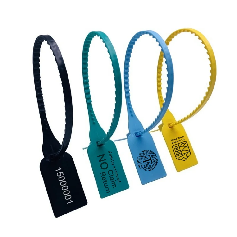 100Pcs Plastic Tamper Security Seals, Numbered Zip Tie Tags, Blank Custom Anti-Counterfeit Labels for Garment & Shoe Brands
