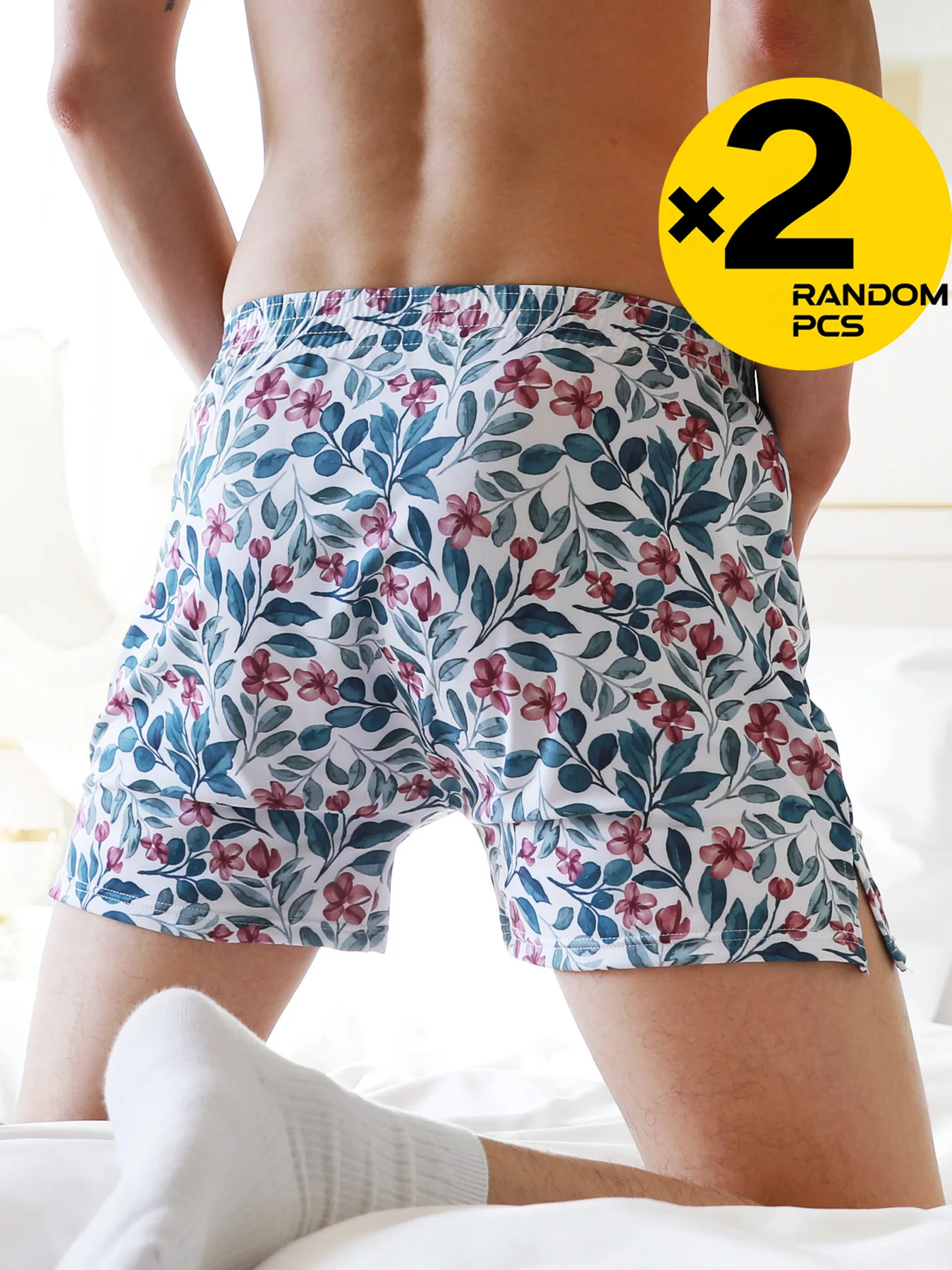 Men's Boxer Shorts Underwear Pack 2/3/4pcs Loose Fit Polyester Multi-Color Printed Comfortable Homewear Boxers