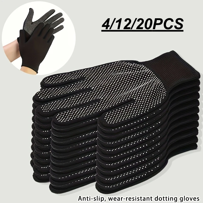 4/12/24PCS Safety Work Gloves Anti-Slip Dots Knitted Working Gloves Stretchy Nylon Gloves for Men Gardening Fishing Grilling BBQ