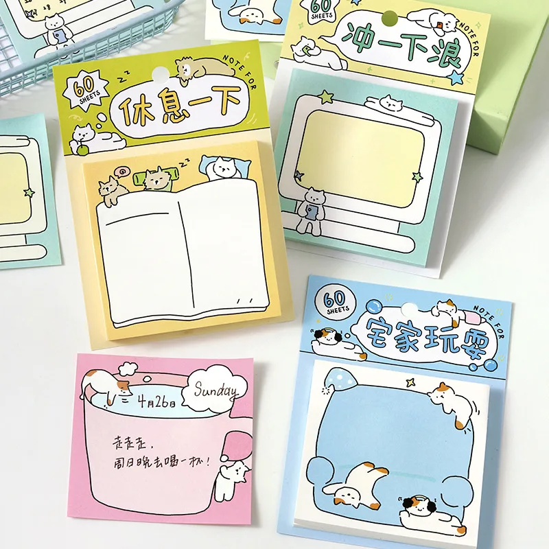 60 Sheets Yi Lie Series Korean Cute Animal Message Notes Kawaii Sticky N Stickers To Do List Memo Pads School Office Stationery