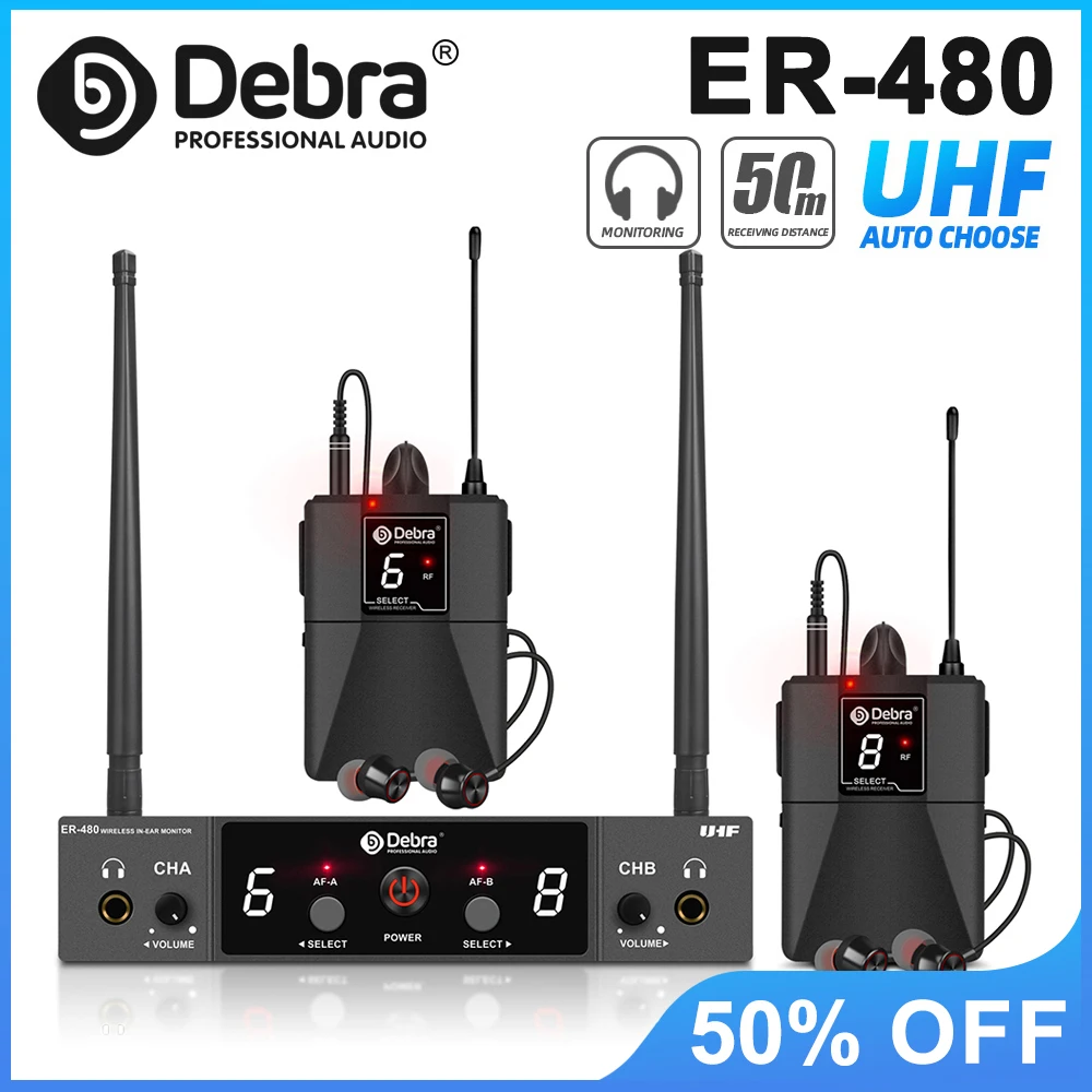 

Беспроводная система внутриканального монитора Debra ER-480, UHF, 16-диапазонная регулировка, дальность действия 50 м, для студии, сценических выступлений, церков
