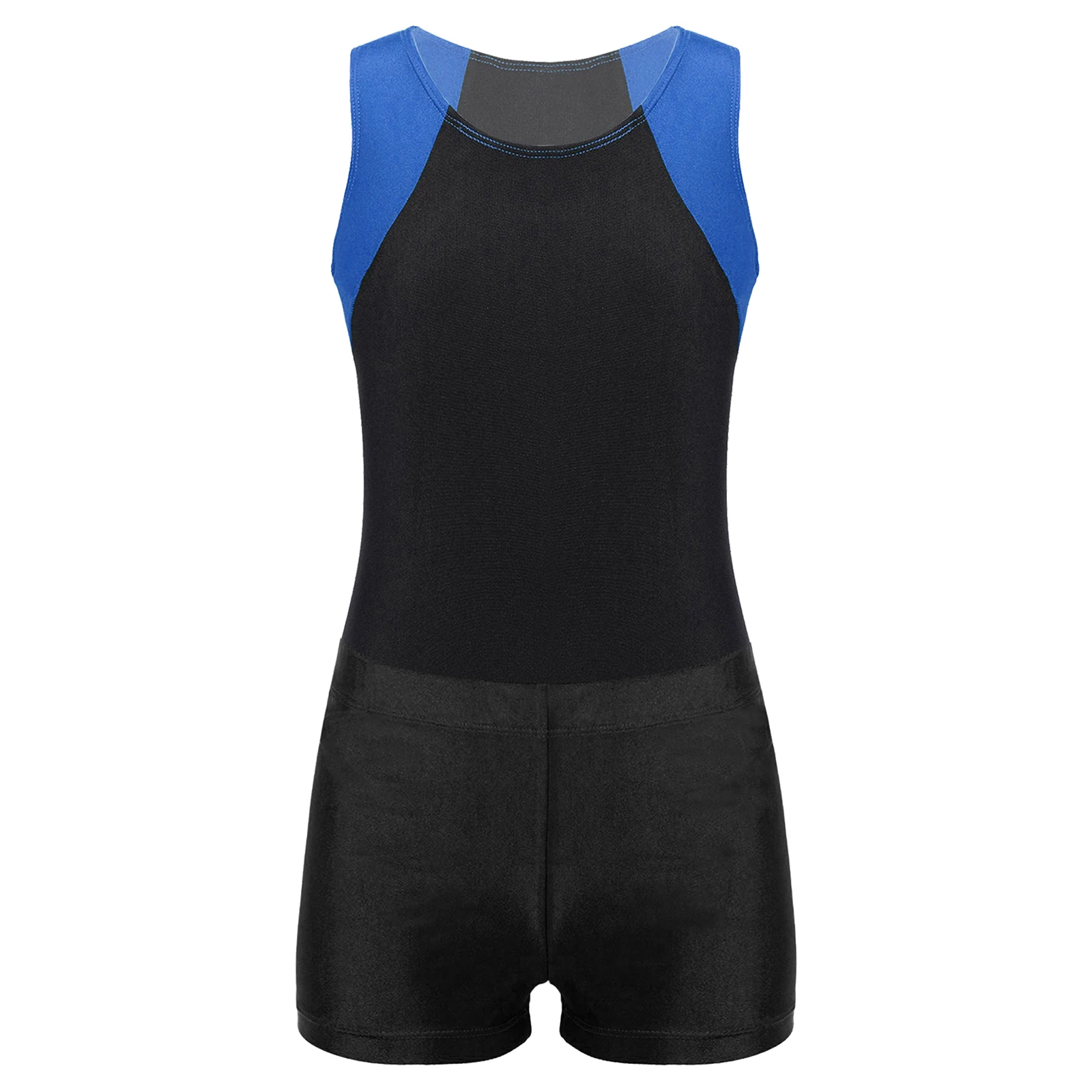 Kids Jongens Sport Outfits Gymnastiek Workout Dancewear Mouwloze Turtard Bodysuit Jumpsuit Met Shorts Yoga Fitness Competitie