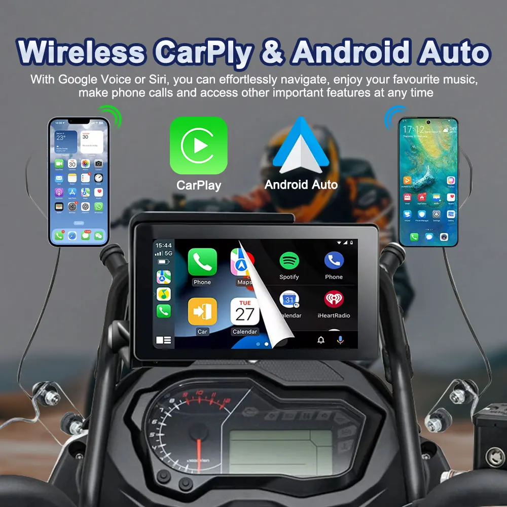 Waterproof Outdoor Touch Screen GPS Navigation For BMW R1250GS RS1250 Portable Auto CarPlay Android Motorcycles Auto Sunscreen
