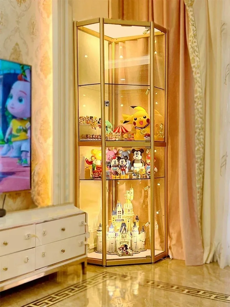 High Quality Handmade Model Corner Glass Display Cabinet, Eyeglass Store Shelf, Lego Gundam Glass Cabinet