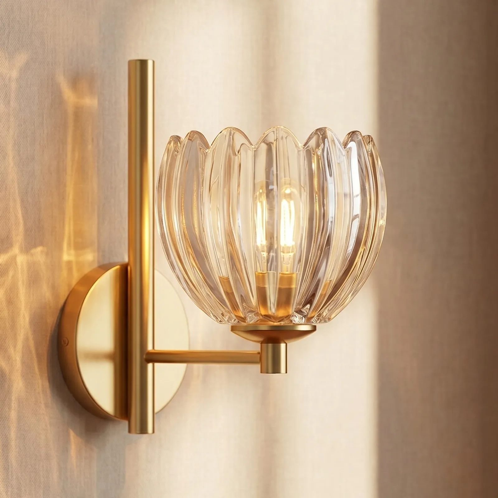 2Pcs Glass Pendant Lampshade Clear Flower Shape Replacement Decorative Light Cover Wall Ceiling Fixture Aperture 42Mm