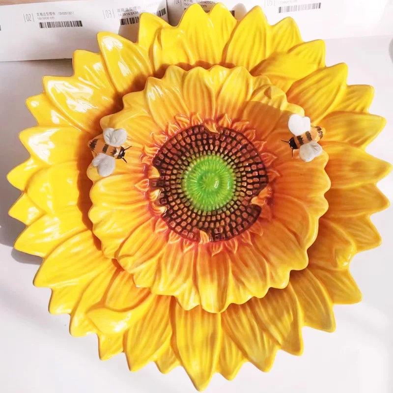 

Sunflower Sunflower Big Fruit Bowl Home Coffee Table Dining Table Decoration Bowl Hand Painted Ceramics