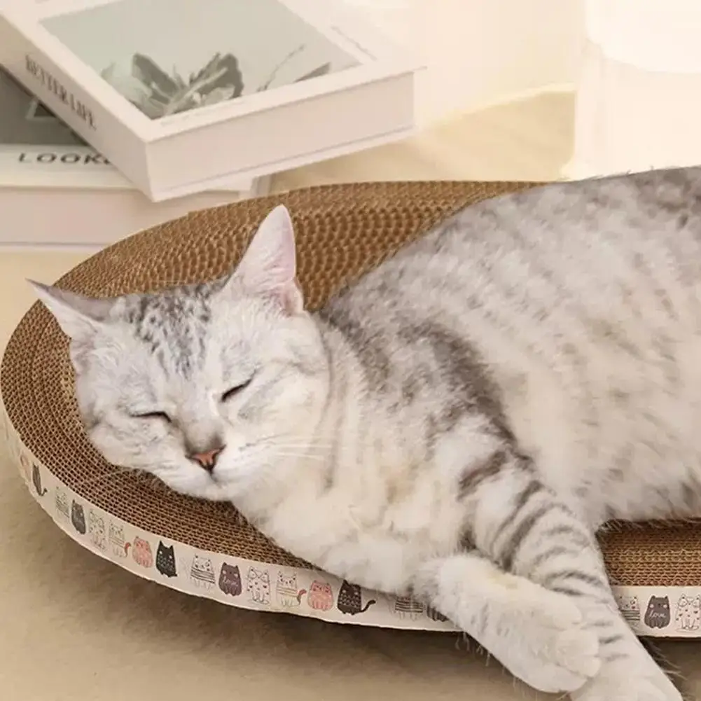 Langlebiges Wellpappe-Kratzbett für Katzen, rund, oval, Kratzmatte, Schale, Nest, nicht haarverlustend, Krallenspielzeug für große Katzen, Ruhegeschenk – Detail 5