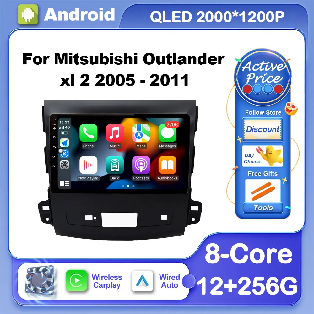 Android Car Radio Multimedia Player for Mitsubishi Outlander xl 2 2005 - 2011 Carplay DSP Stereo Autoaudio GSP Navigation