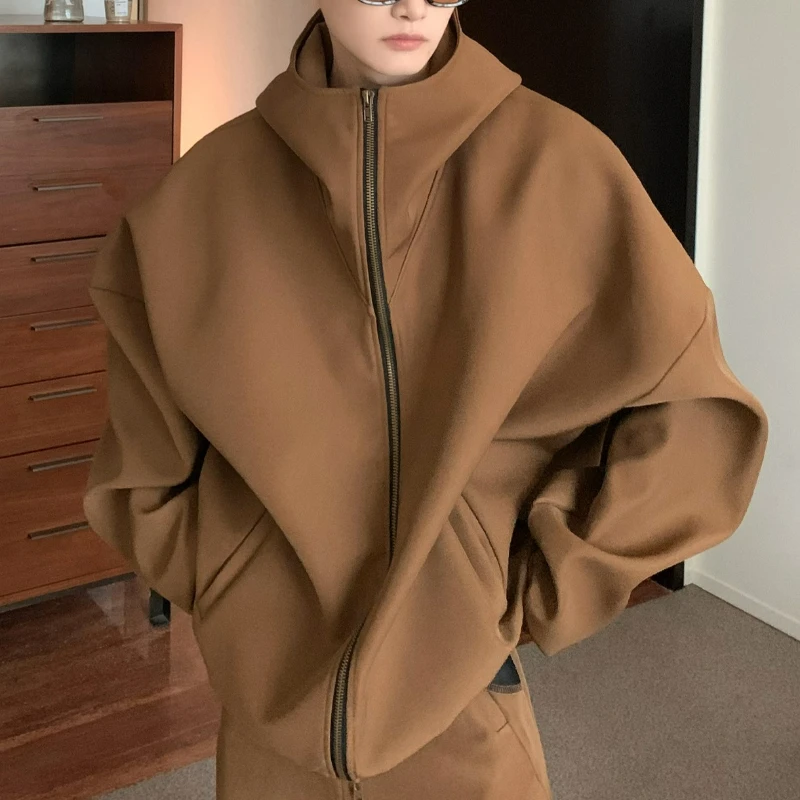 

Niche Design Hooded Jacket Men's Spring Autumn New Loose Silhouette Sweater Cardigan High-end Sports Jacket Trend Individuality