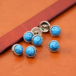 10PCS 10MM TURQUOISE VINTAGE SLIVER FLORAL ROPE LEATHER CRAFT WESTERN CONCHOS RIVETS STUDS FOR BELT BRACELET HANGBAG