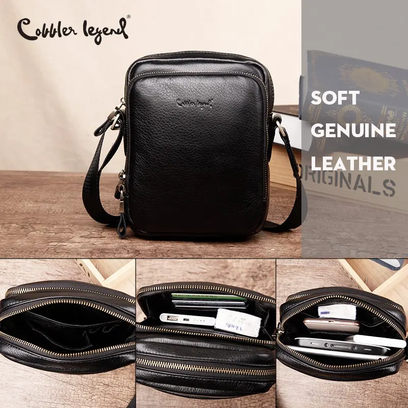 Imagem -03 - Sapateiro Lenda-bolsa de Couro Genuíno Masculina Bolsa Tiracolo Macia Casual