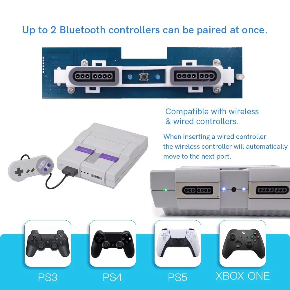 Newest 2024 iBlueControlMod For US SNES Bluetooth Wireless Controller Internal Adapter For US SNES Bluetooth Gamepad Adapter