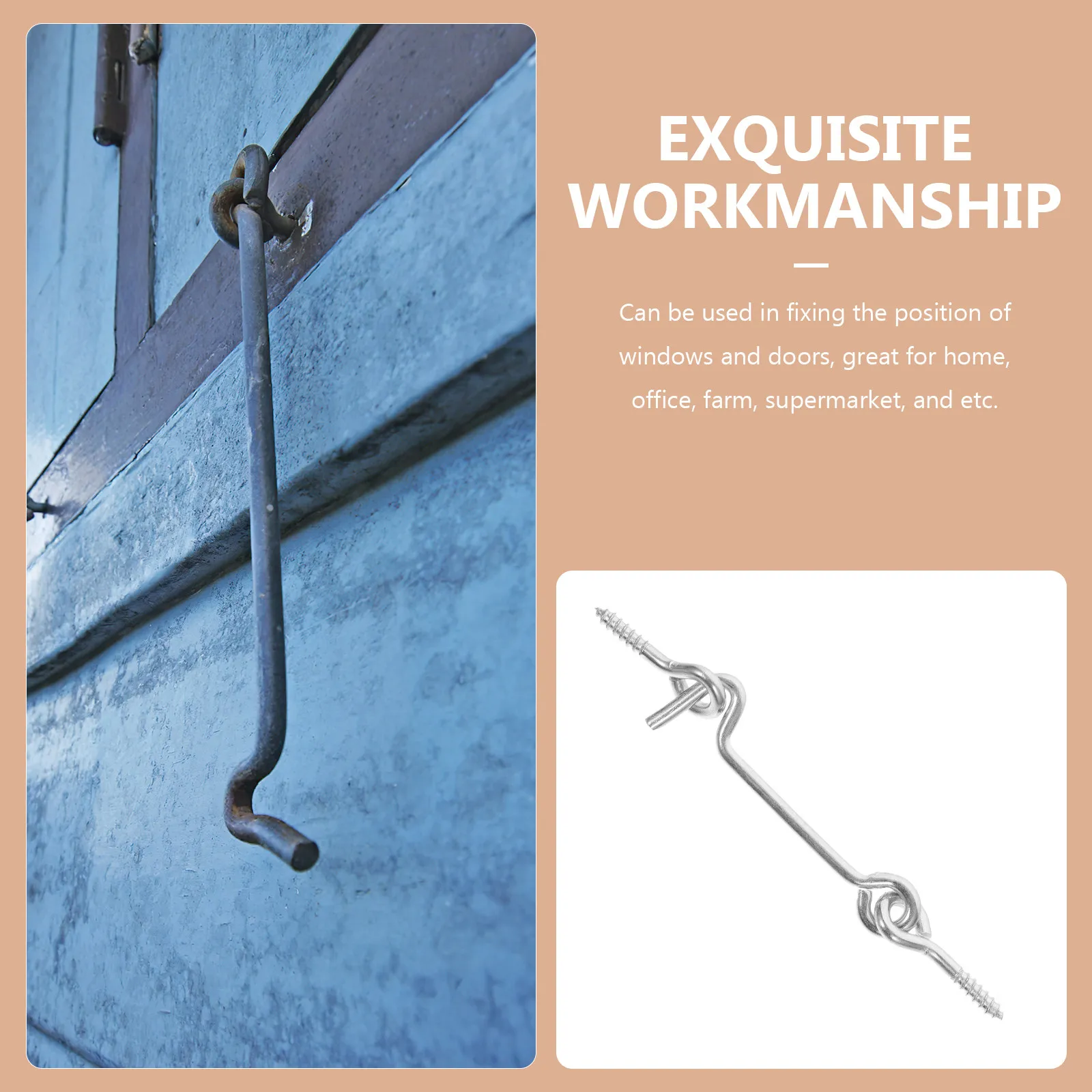 

10 комплектов дверных крюков-защелок из оцинкованной углеродистой стали, ветрозащитные замки-крюки и защелки для окон, дверей и ворот, безопасные защелки