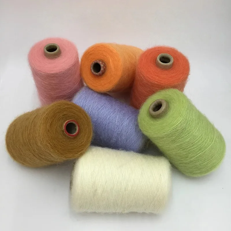 핸드 크로셰 뜨게 가방용 얇은 모헤어 원사, 스웨터 모자 스카프 숄 코트, DIY 따뜻하고 편안한 부드러운 실, 화이트 그레이, 500g