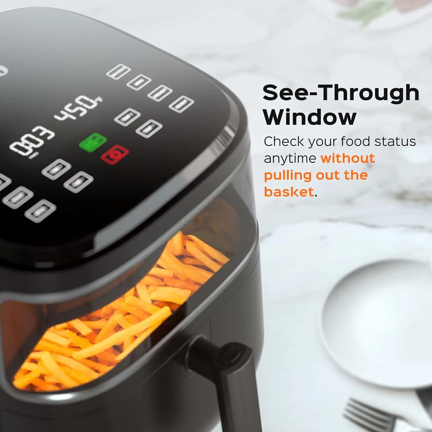 6.8QT, 11-in-1 Digital Air Fryer Oven Cooker with Visible Window,Supports Customerizable Cooking,LED Touchscreen