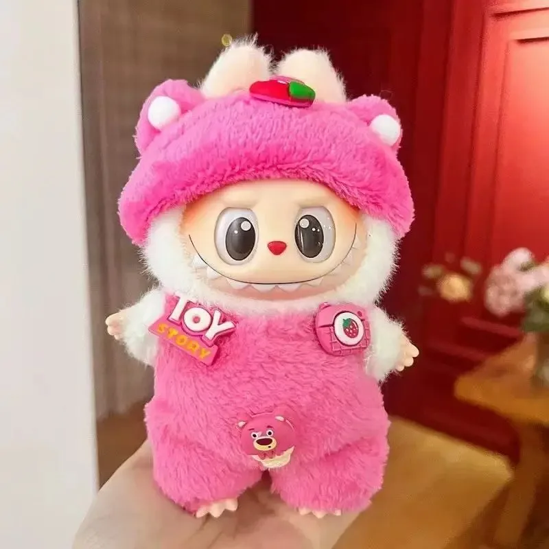 Muñeca Labubu de 17cm, ropa con capucha de moda, Mini accesorio de muñeca de dibujos animados de repuesto BJD, artículo decorativo bonito para figuritas