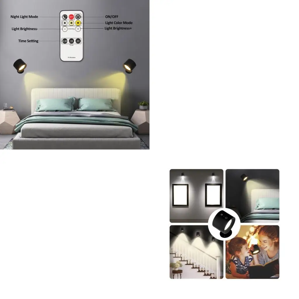  Portable Wall Lamp 3 Light Color Battery Operated Easy Installation for Room