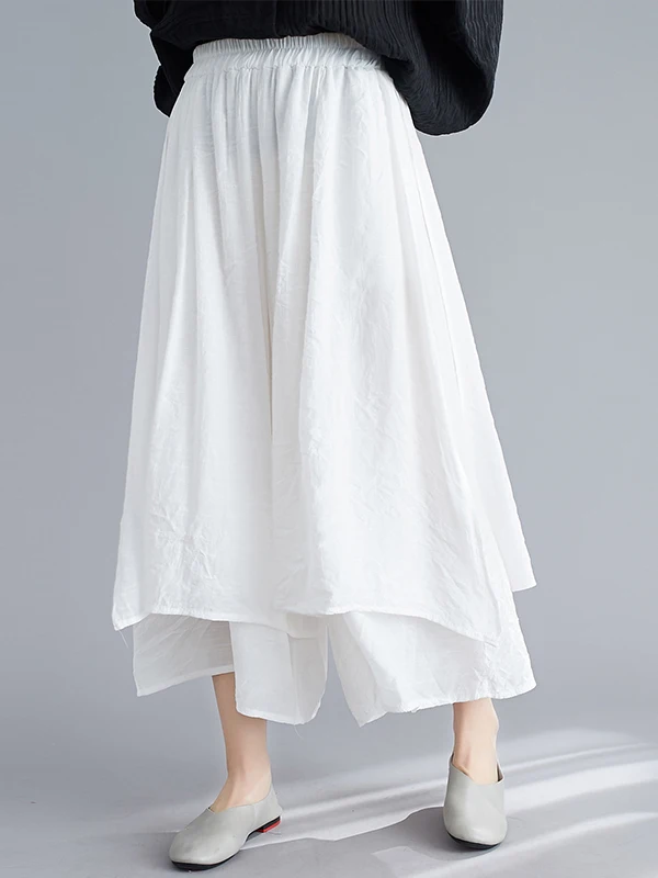 Pantaloni a gamba larga a vita alta Pantaloni casual di colore puro di arte della seta di lino di cotone della nuova estate delle donne Vintage Sle diciotto lunghezza