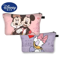 Bolsa de maquillaje de Mickey Mouse de Disney, bolsa de cosméticos Kawaii de Minnie, bolsa de lavado de dibujos animados, estuche para lápices, regalos para niñas y mujeres, nuevo