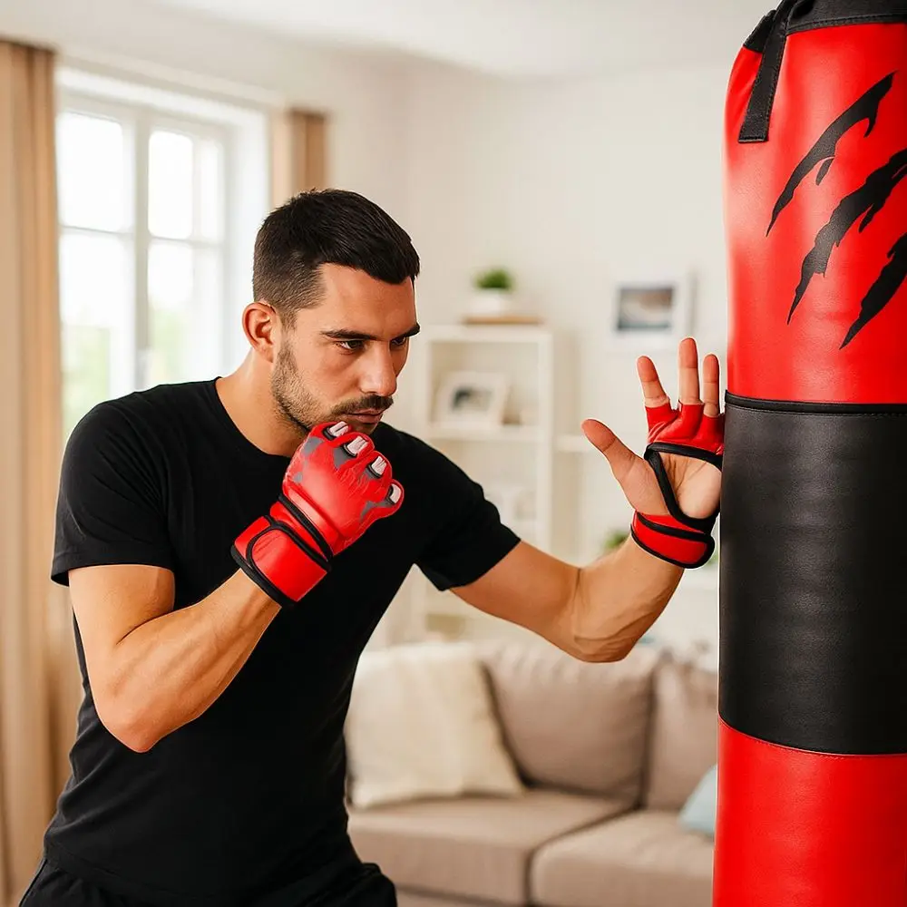 Gants de boxe professionnels demi-doigt épaissir rembourrage gants d'entraînement résistant à l'usure gants de combat Protection des articulations