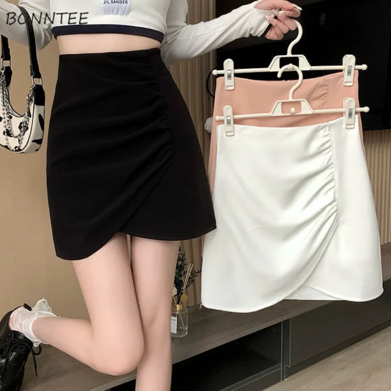 

Skirts Women Hotsweet Irregular A-line Fashion Ulzzang Summer Mini Korean Style Chic Solid All-match Temperament Ladies Casual