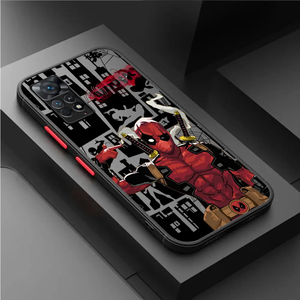 Phone Case for Xiaomi Redmi Note 11 Pro 10S 12 11T 8T 11S 12S 8 Pro 7 9S 9 10 Pro 12 Marvel Deadpool Matte Back Silicone Cover