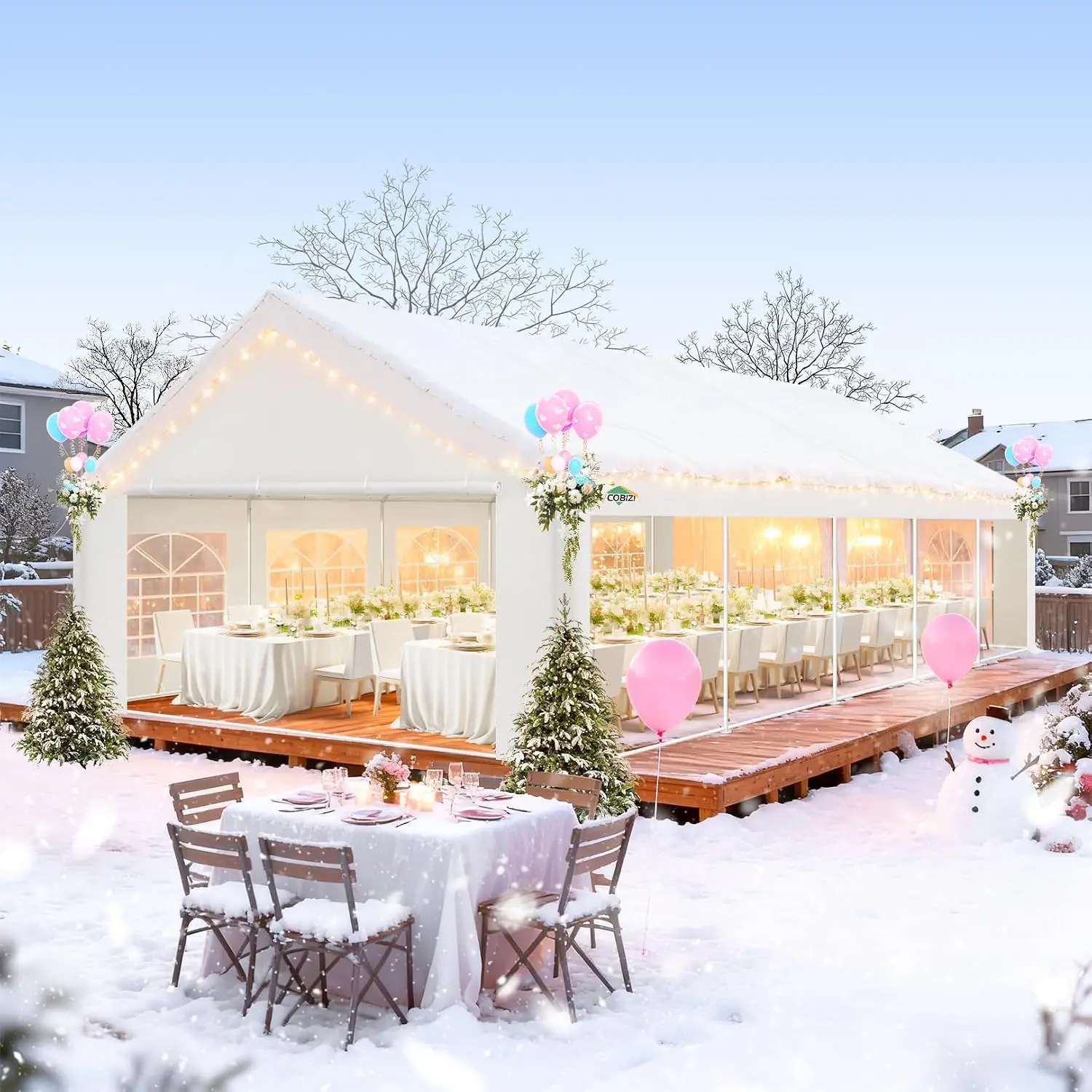 16x32 Party Tent Heavy Duty, Tents for Parties with 6 Removable Sidewalls & 4 Built-in Sandbag, Event Wedding Tent, UV, Custom