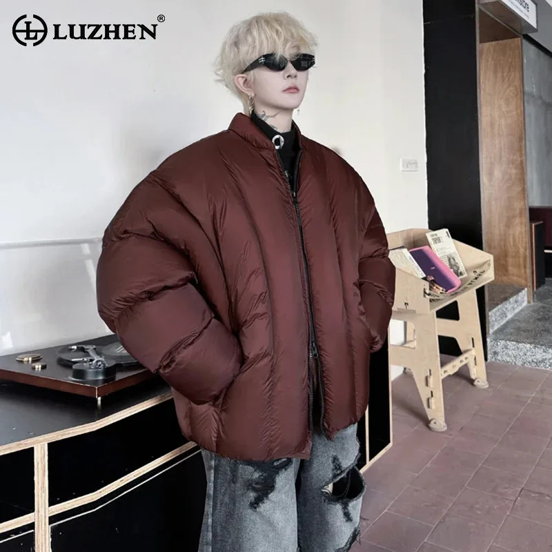 LUZHEN 2024 Clothing Stand Up Collar Bat Sleeve Baggy Cotton Coat Handsome Trendy Warm Streetwear Men's Padded Jackets LZ6944