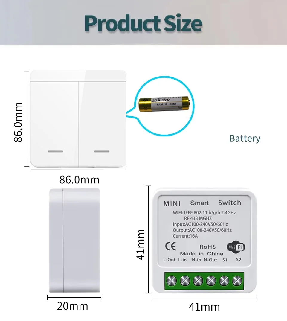 Wifi Smart Switch für Led-beleuchtung Tuya Smart Leben RF 433MHz Fernbedienung Sprachsteuerung Alexa Google Alice 1/2/3 Gang Drahtlose Schalter – Detail 10