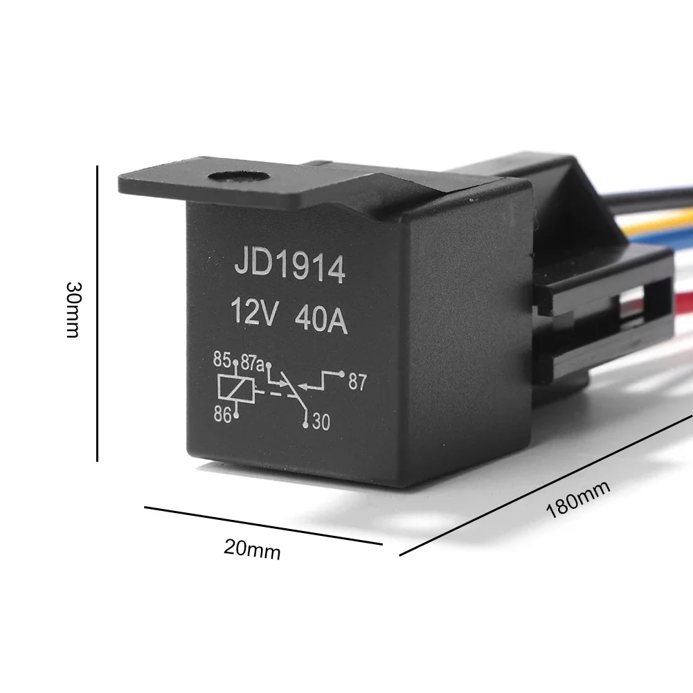 5Pcs Waterproof Automotive Relay 12V 24V 5Pin 40A Car Relay with Black Red Copper Terminal Auto Relay Socket SPDT Harness Cable