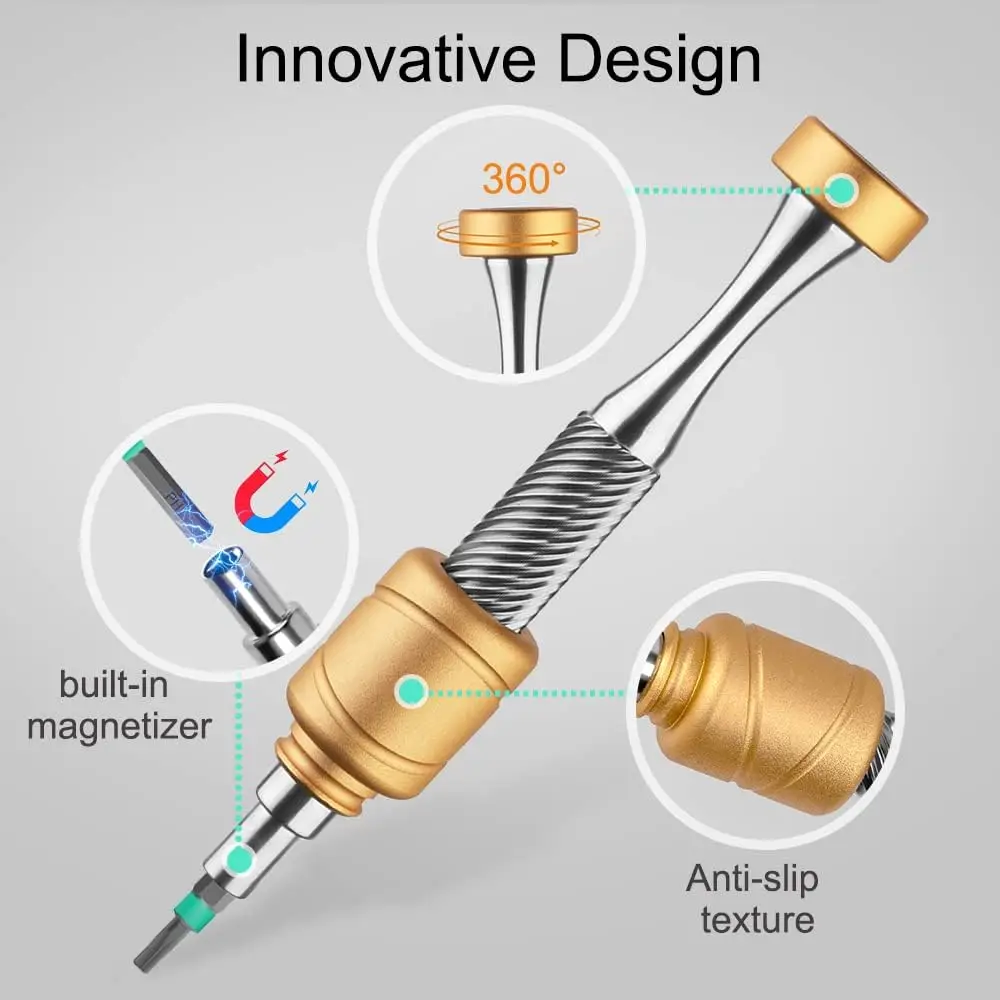 37PCS Precision Screwdriver Kit with Low-Gravity Design Magnetic Driver Handle and Durable S2 Steel Bits for Electronics Repair