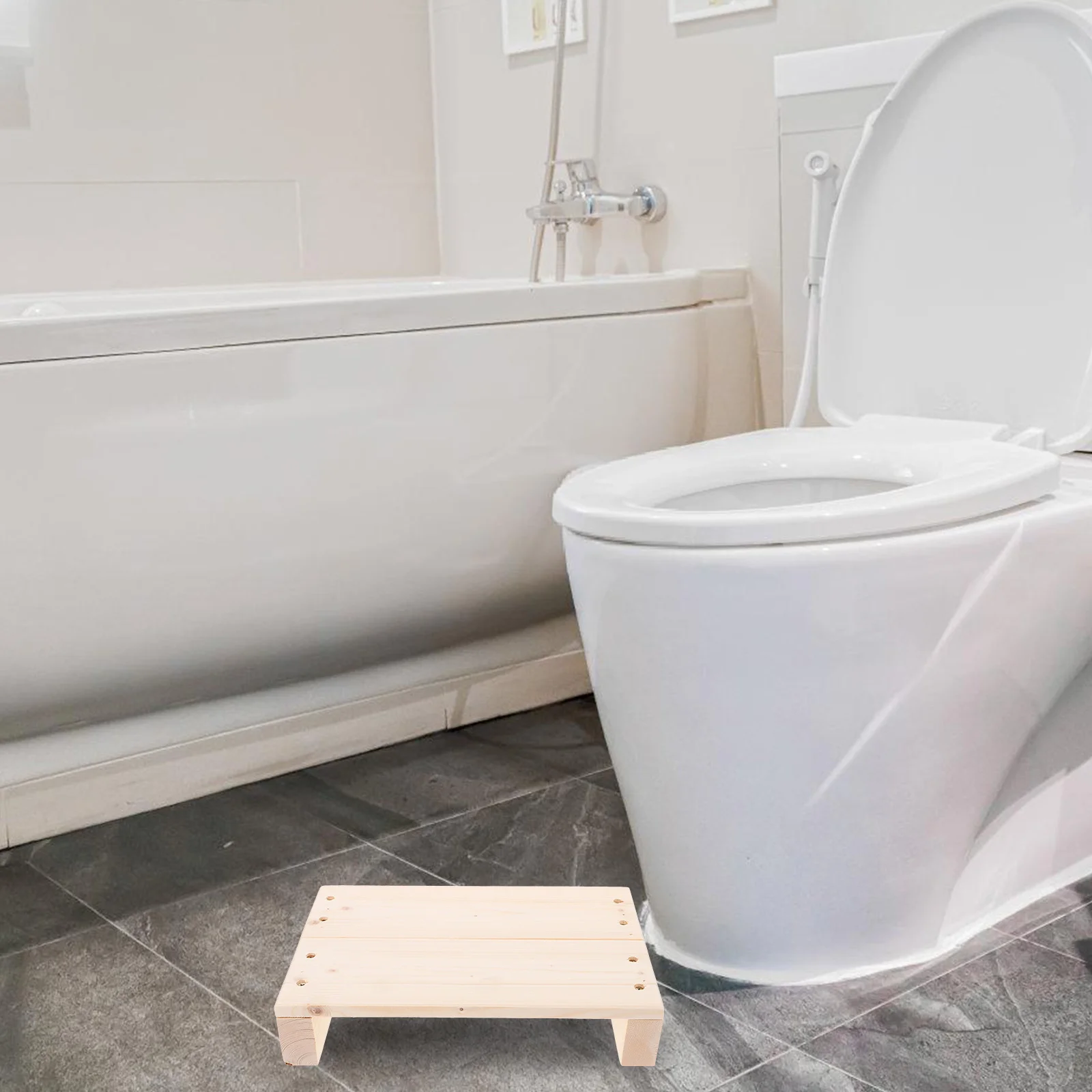 مقعد قدم خشبي متعدد الاستخدامات للاستخدام الداخلي والخارجي، مسند قدم مريح لسرير المكتب والمطبخ والحمام والكبار والأطفال