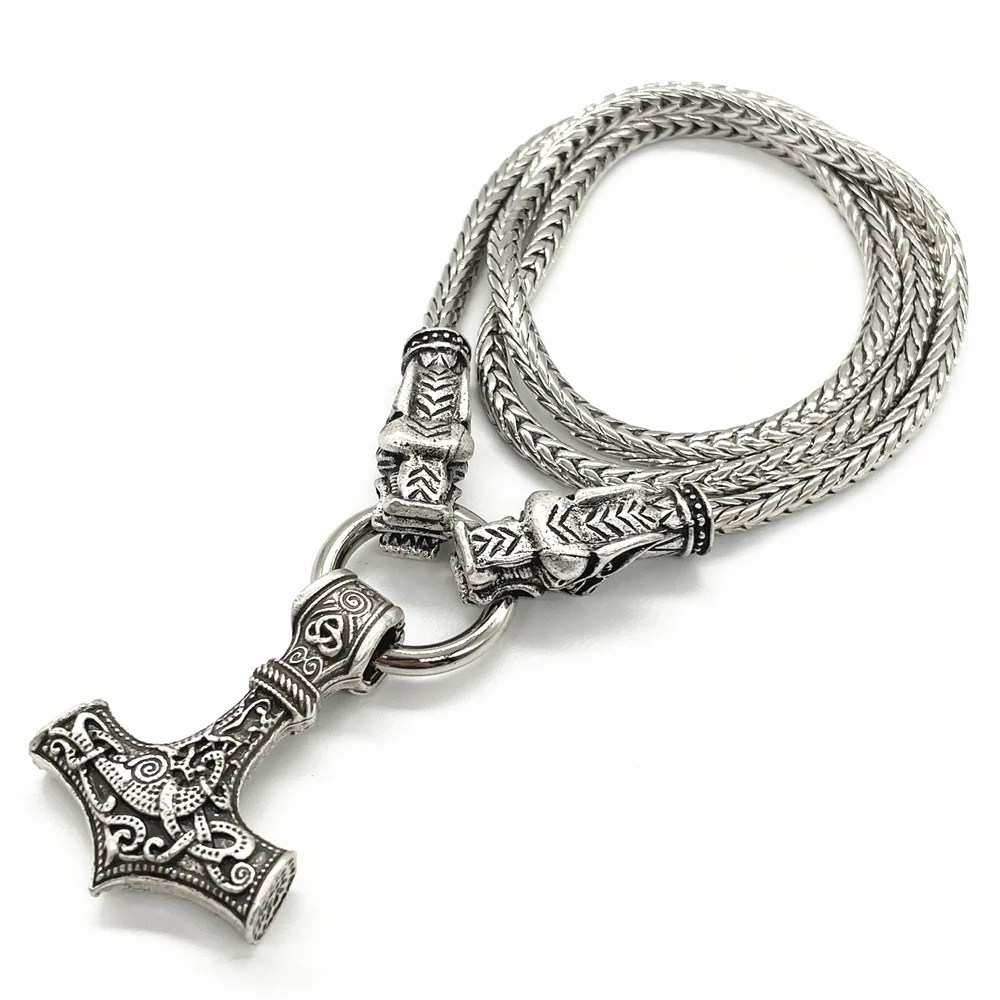 Viking Odin Amulet Thor Hammer Mjolnir Pendant Wolf Head Irish Knot Wicca Pagan Talisman Jewlery Necklace Men Women Dropshipping