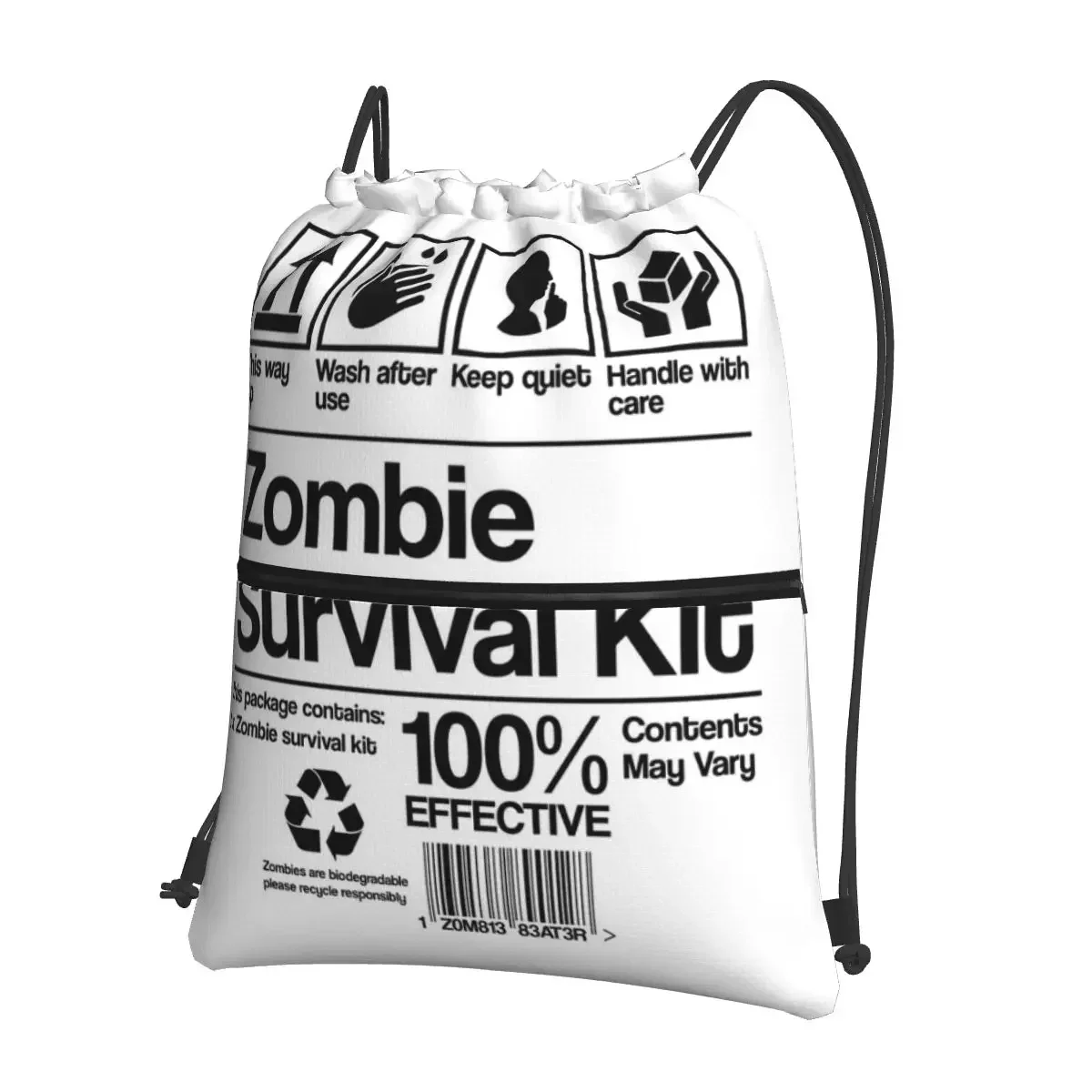 Zombie Survival Kit Portable Backpacks Drawstring Bag Casual Drawstring Bundle Pocket Book Bags For School Students