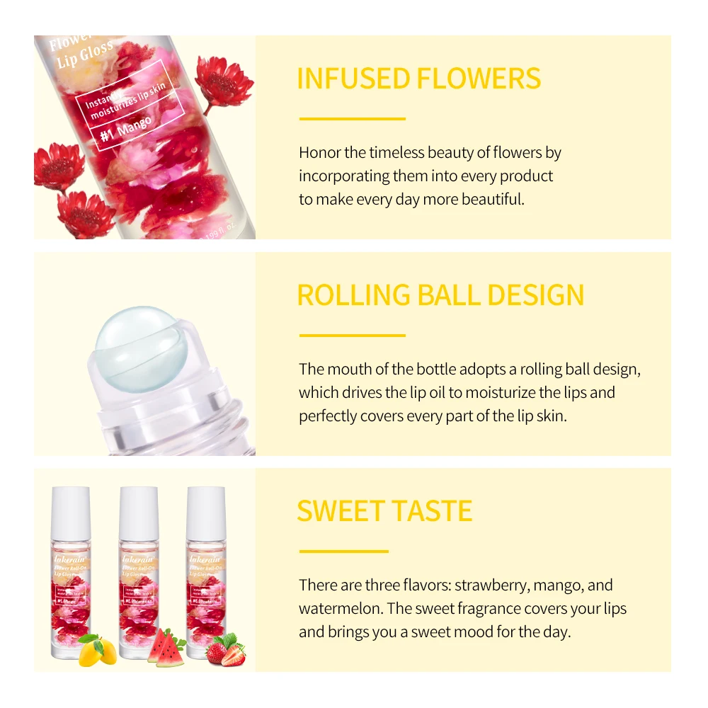 Lakerain Ball Flower Lip Moisturize Oil Long-lasting gloss Remove Dead Skin Oil Lip Moisturizing Dudu Lip Fruit Moisturizing Lip