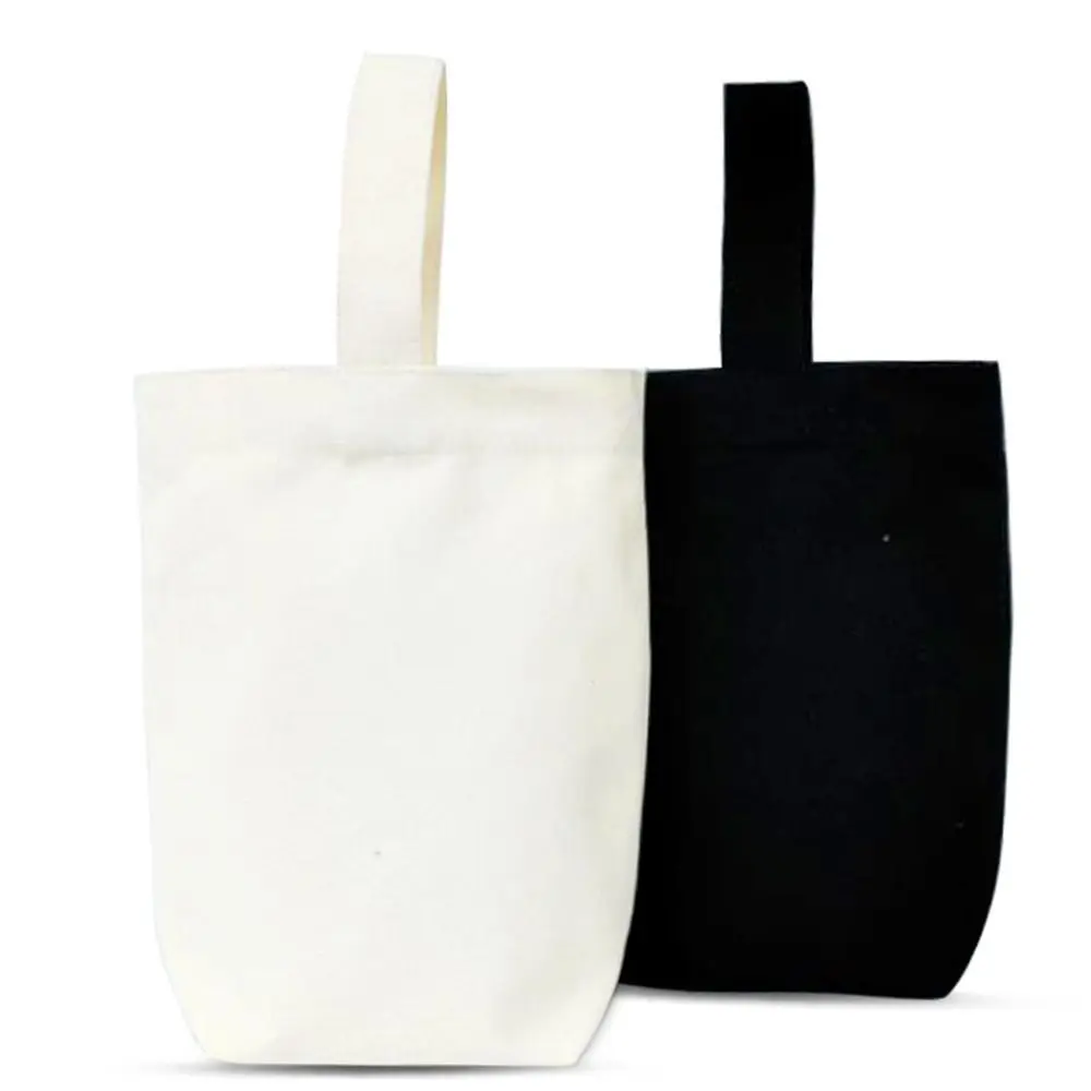 Creative Solid Color Canvas Handhold Bag Beige Black Tote Bag DIY Large Capacity Canvas Handbag Shopping