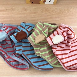 Blue Striped Pet Vest Summer Puppy Tee Teddy Soft Two Legs Clothes Poodle Breathable Pullover Dog Products