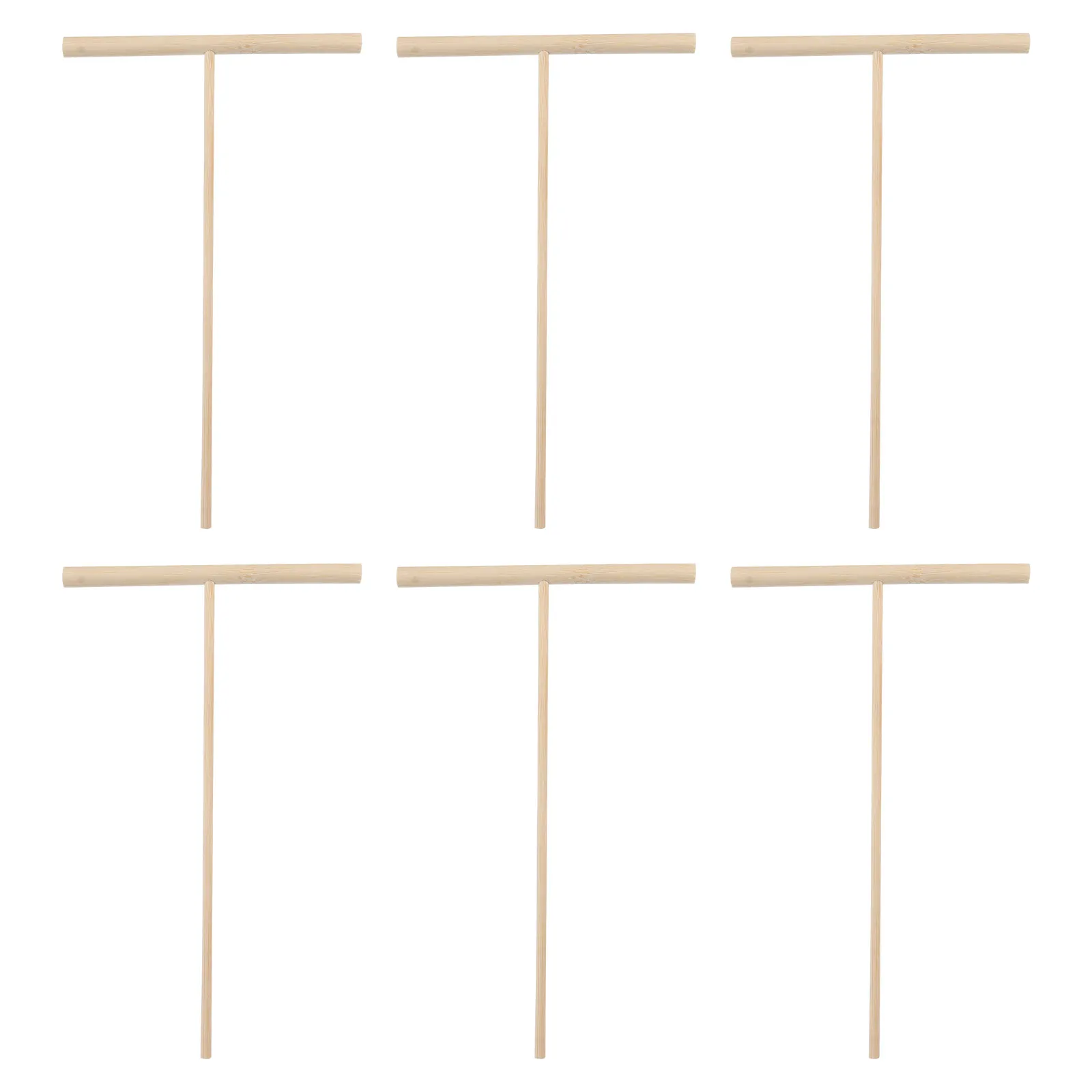 6Pcs Bamboo Mini Rakes T-Design Sand Table Ornaments Elegant Decorative Rake Adornments Handmade Creative Crafts